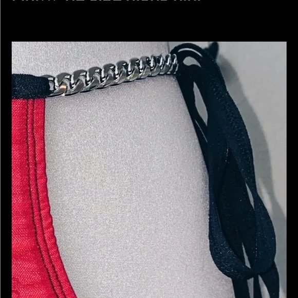 Brand new Syzgythelabel pink side tie micro mini with silver chain! Size L - Picture 2 of 2